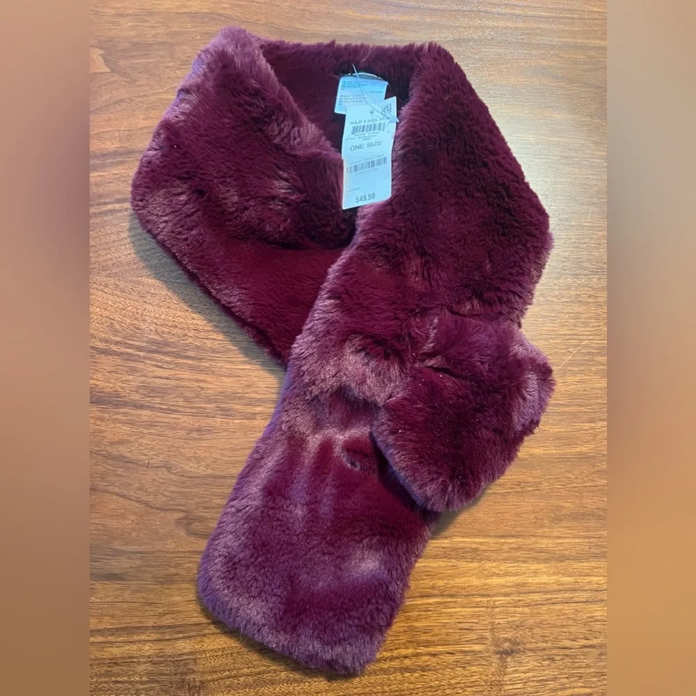 NEW INC Maroon Wild Faux Fur Stole One Size Wine Burgundy International Concepts - Picture 2 of 6